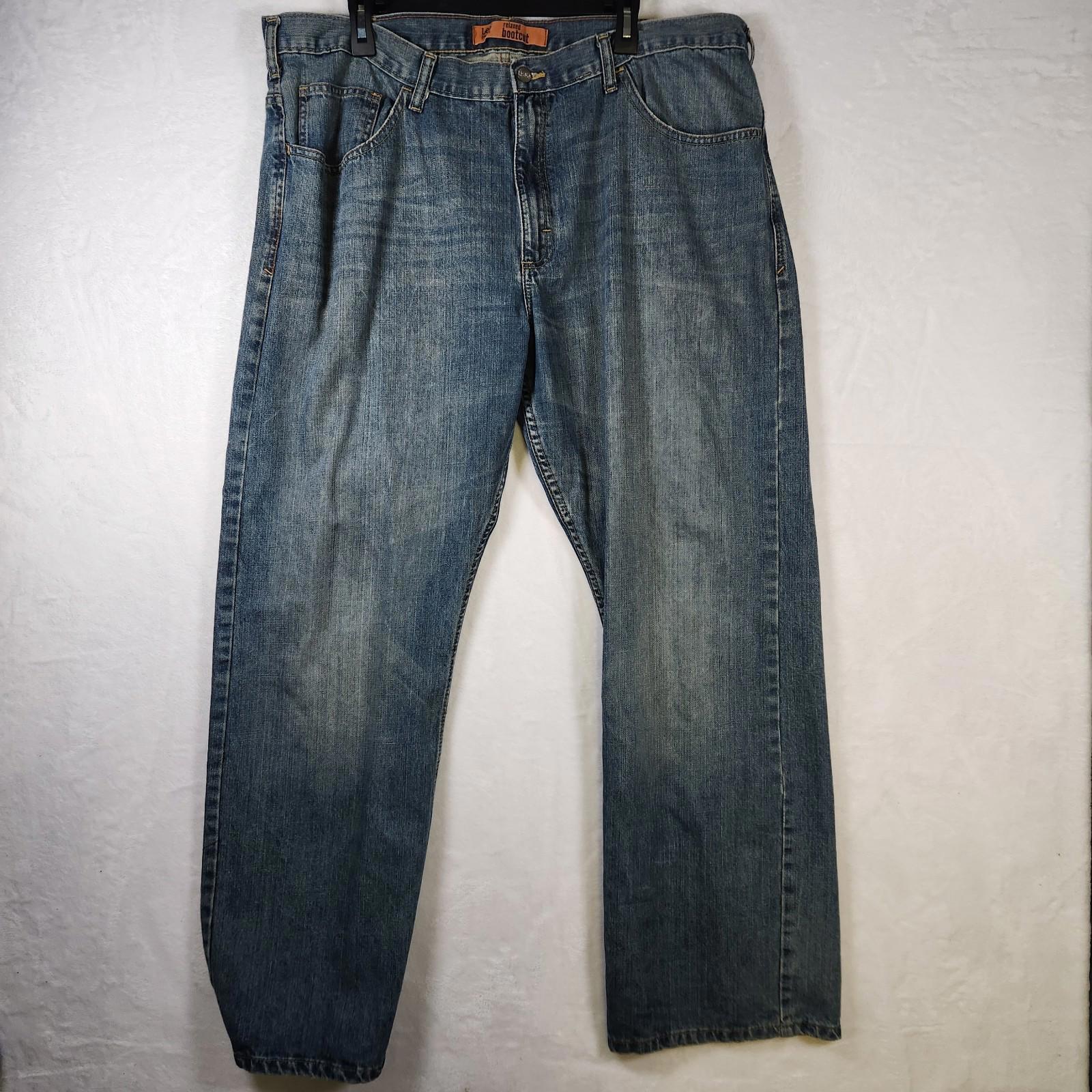 Lee Dungarees Jeans 42x32 Relaxed Fit Bootcut Blue Denim Classic Straight Leg